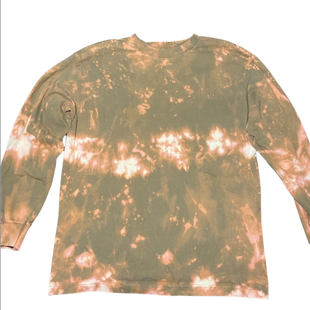 Brown/Orange Tie-Dye Blue Crown Long Sleeve T-Shirt